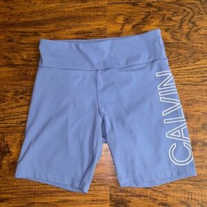 Calvin Klein Performance Stretch Bike Shorts Light Blue CALVIN Logo with Pocket